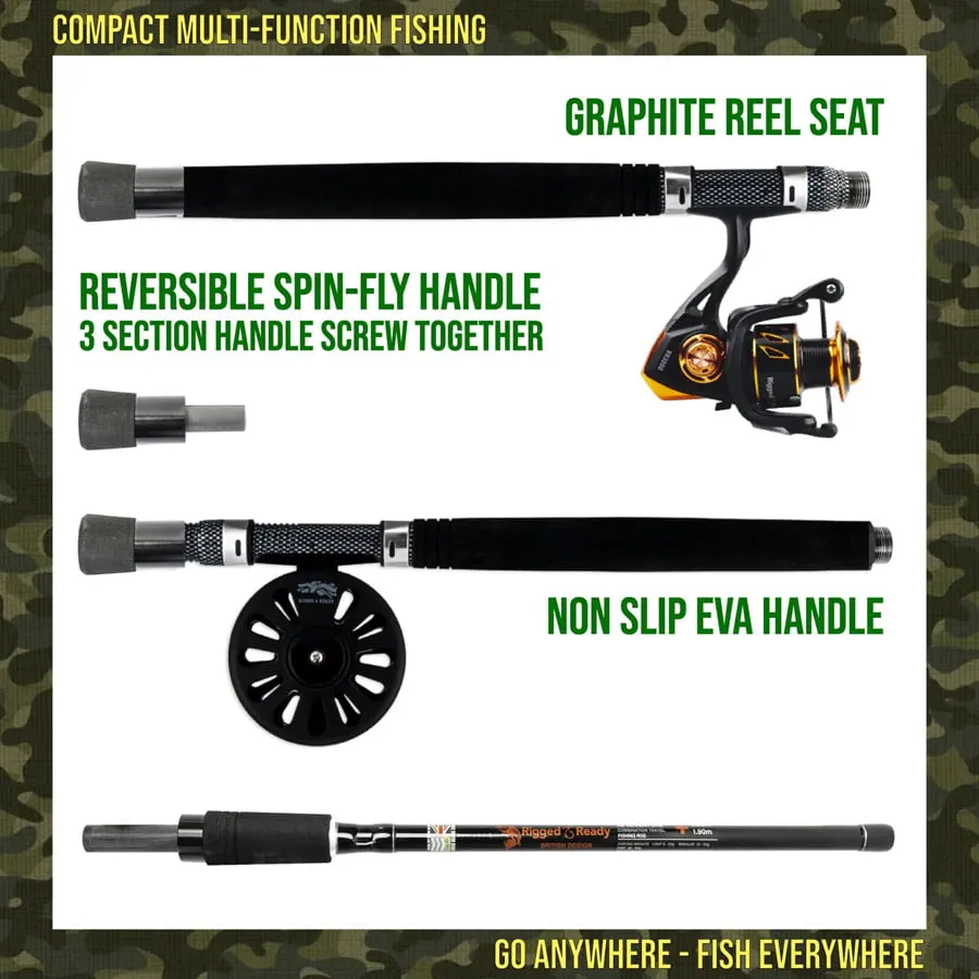 Rigged and Ready X5 Adventure 5 in 1 Spin/Fly Compact Travel Rod + 4 Tips + 2 Reels - Image 3