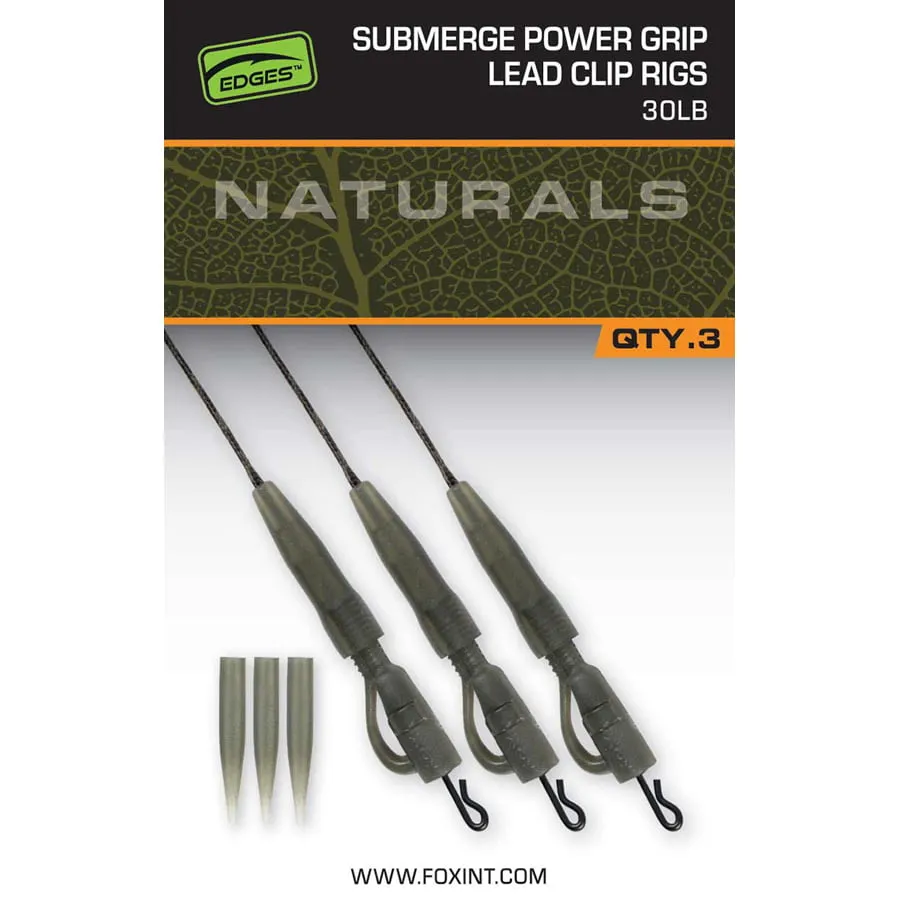 Fox Edges Naturals Submerge Power Grip Lead Clip Leaders – 30lb