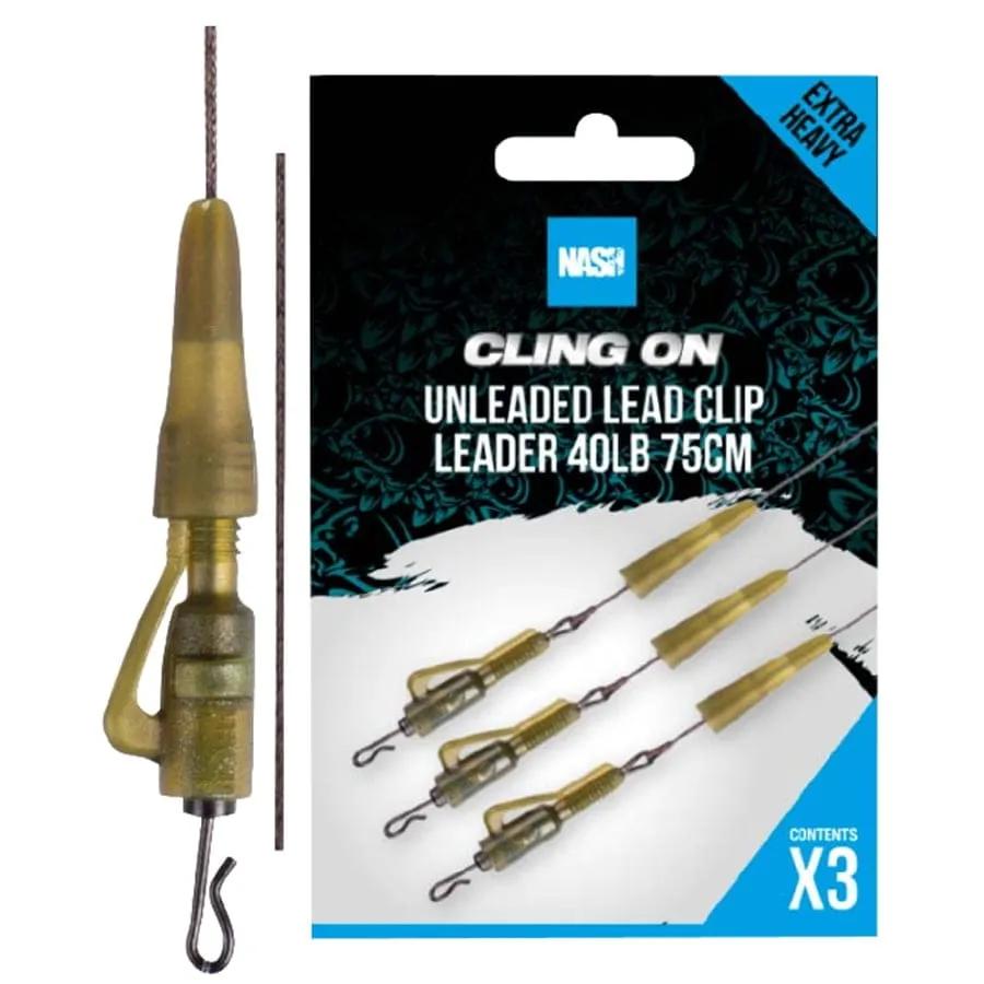 Nash Cling On Unleaded Lead Clip Leader 40lb 75cm