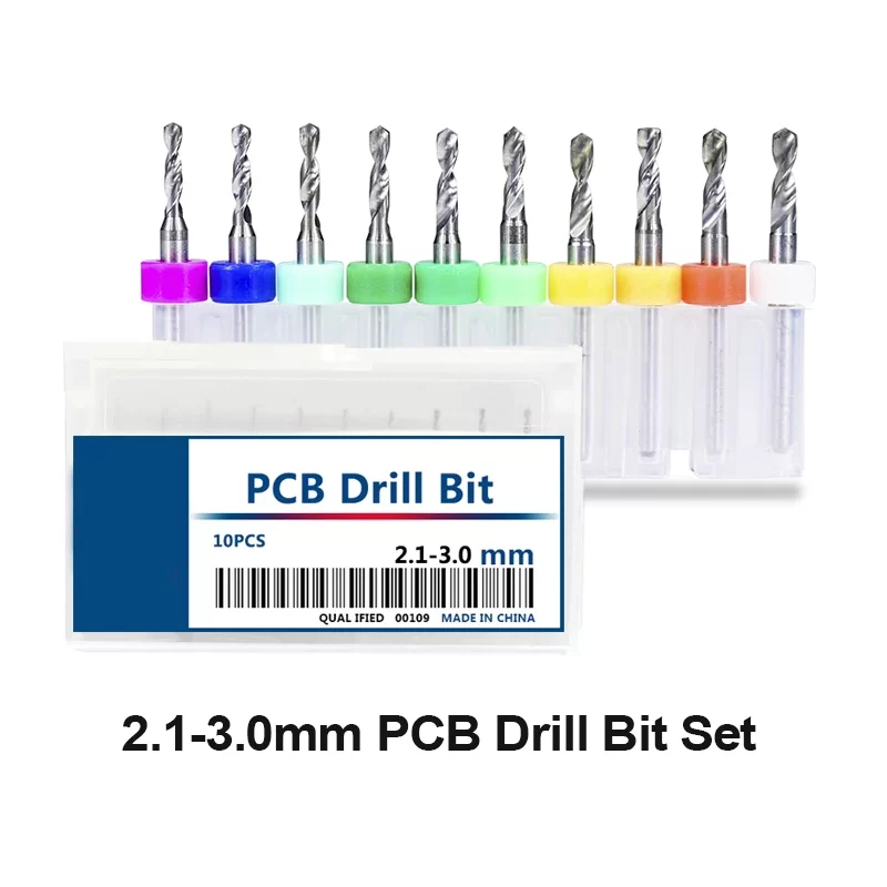 10pcs/se 2.1mm-3.0mm Carbide PCB Drill Bit Set