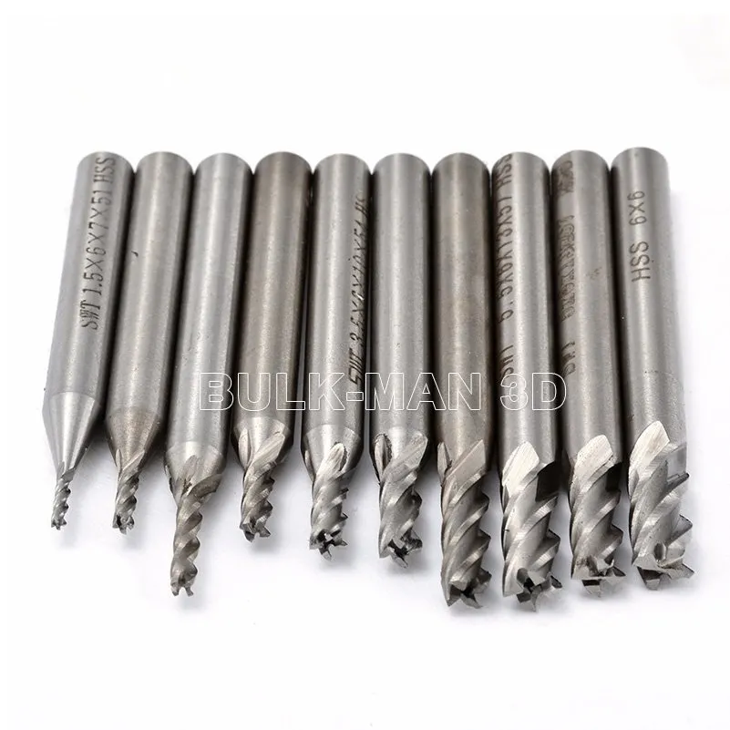 10pcs/Set HSS 4 Flute Milling Cutter 1.5-6mm End Mill Tool Set - Image 6