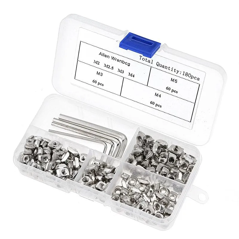 M3 M4 M5 Drop in T-Nuts Set with Wrench (Total 184pcs)