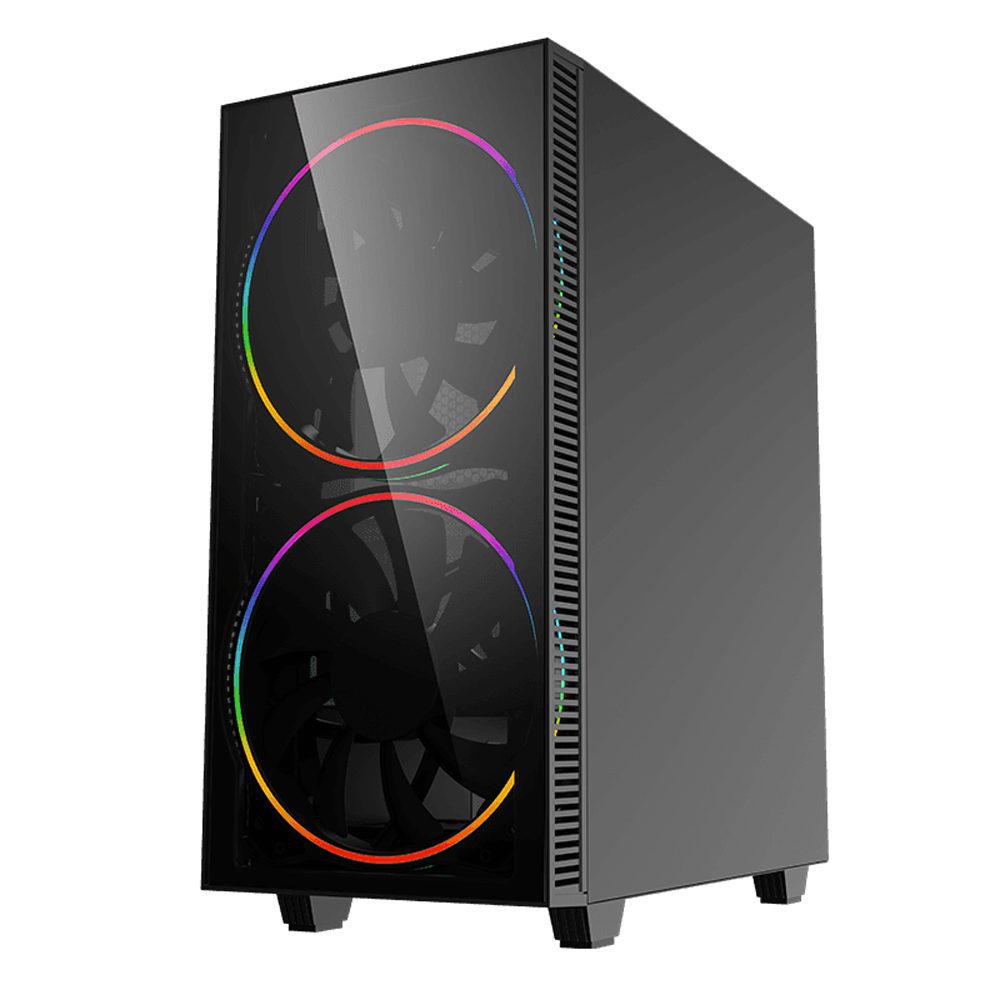 Gaming Tower Blackhole ATX/mATX Computer case Tempered Glass w 200mm Big Ring RGB fan - Image 5