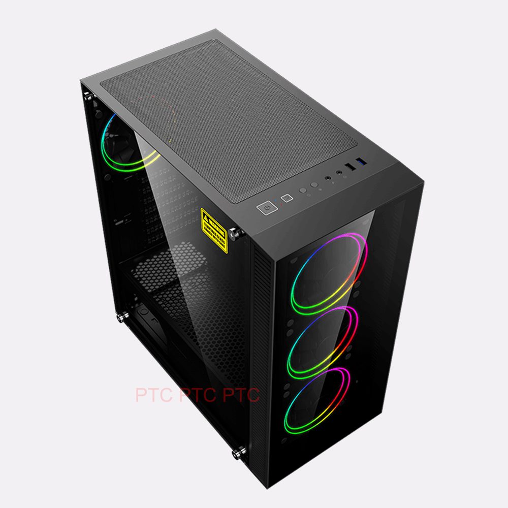 Mid Tower gaming PC case Draco ATX mATX computer Tempered Glass 4x RGB fan 650w PSU - Image 5