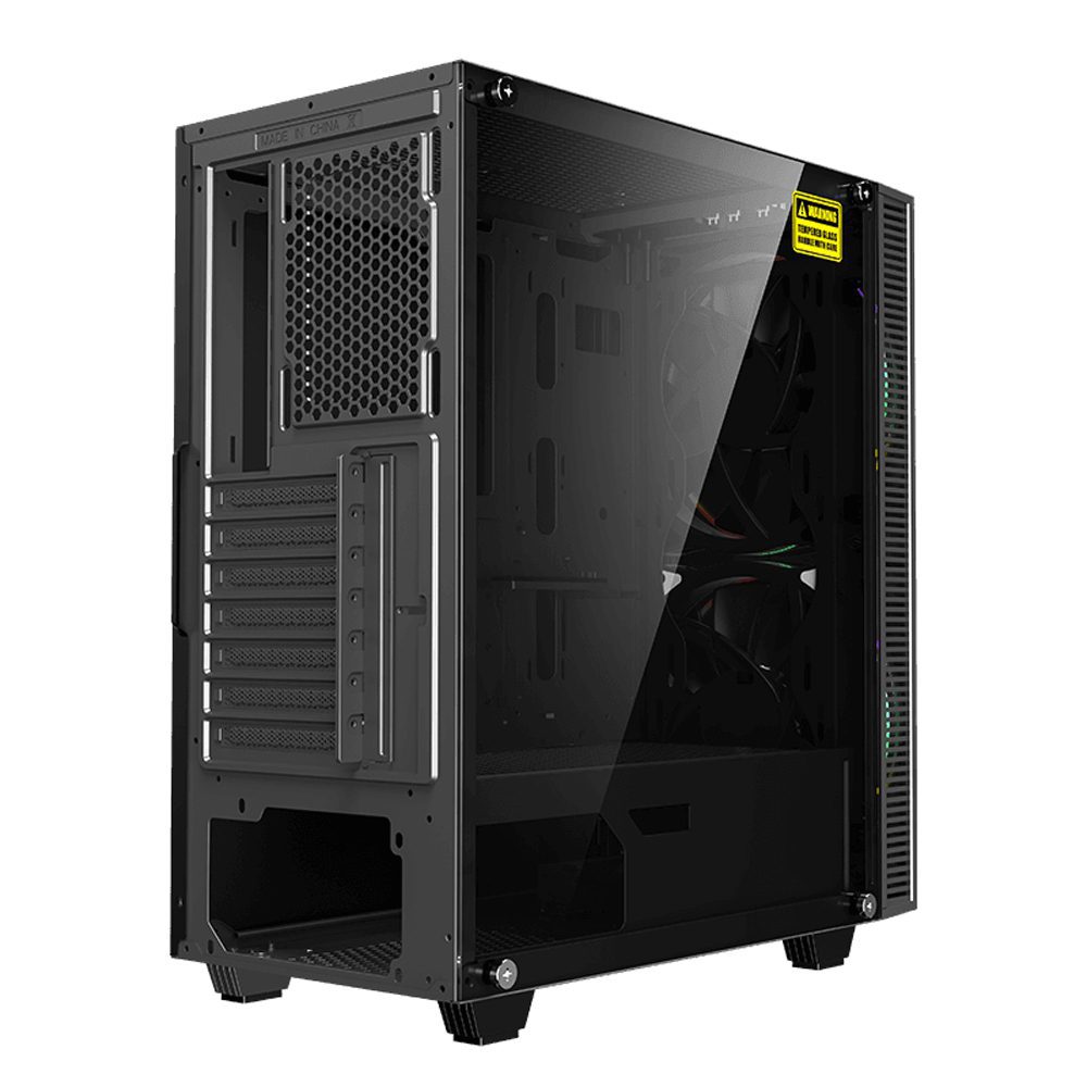 Gaming Tower Blackhole ATX/mATX Computer case Tempered Glass w 200mm Big Ring RGB fan - Image 9
