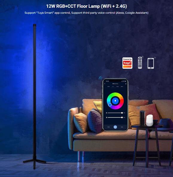 Colour-Flow 12W RGB+CCT Floor Lamp WiFi + 2.4G (Black) - Image 8