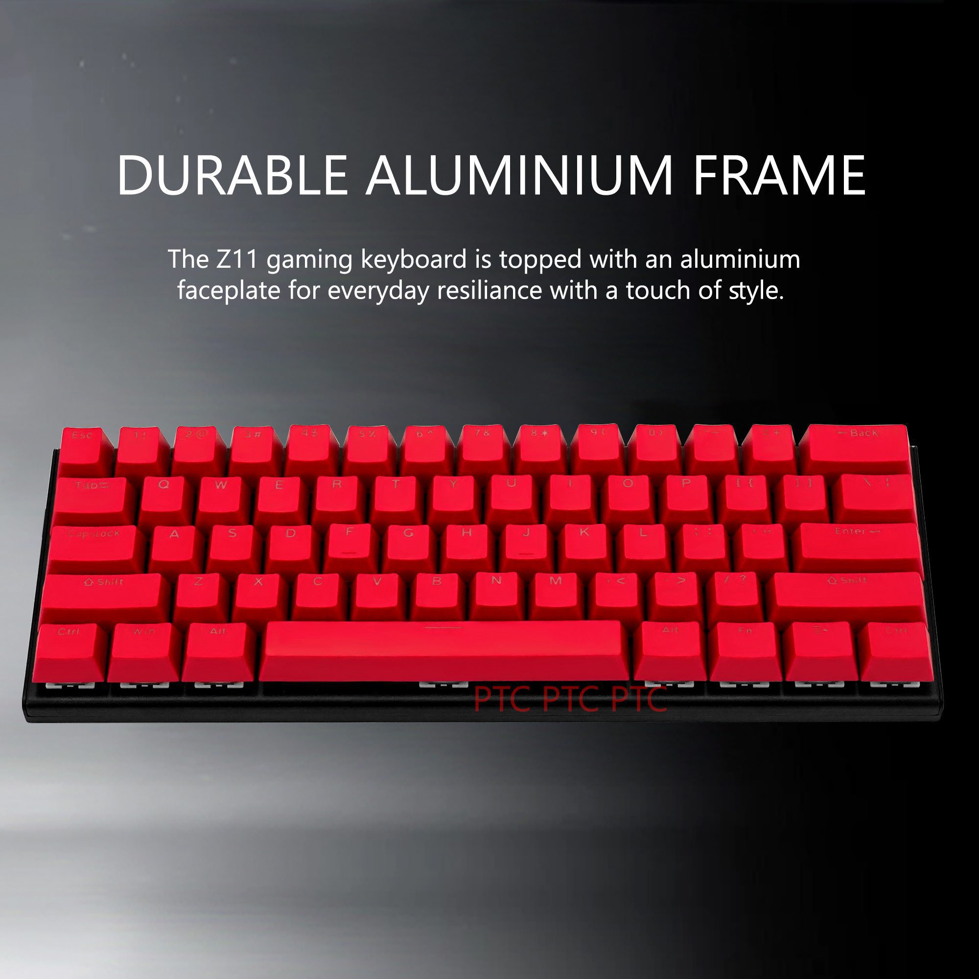 60% Compact 61 Keys True Mechanical Keyboard, Z11 LED Backlit USB Wired Keyboard, Hot swappable Red Switche, Full N-Key Rollover Anti-Ghosting, Red - Image 3