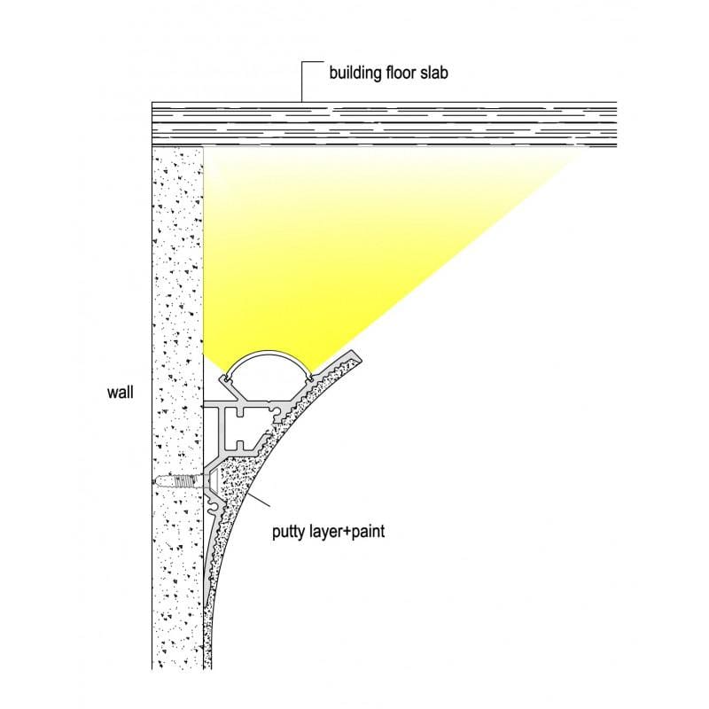ARC-DWEM 2 Metre Drywall LED Plaster in Profile with Wide Angle Diffuser (White) - Image 9