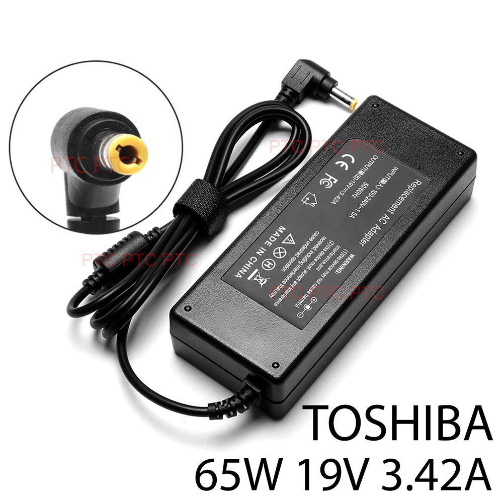 Toshiba AC Adapter Charger, 19V 3.42A 65W, 5.5 x 2.5mm Connector for Satellite E200, L35, Satellite Pro C650, C850, C660, U400, L650, L630