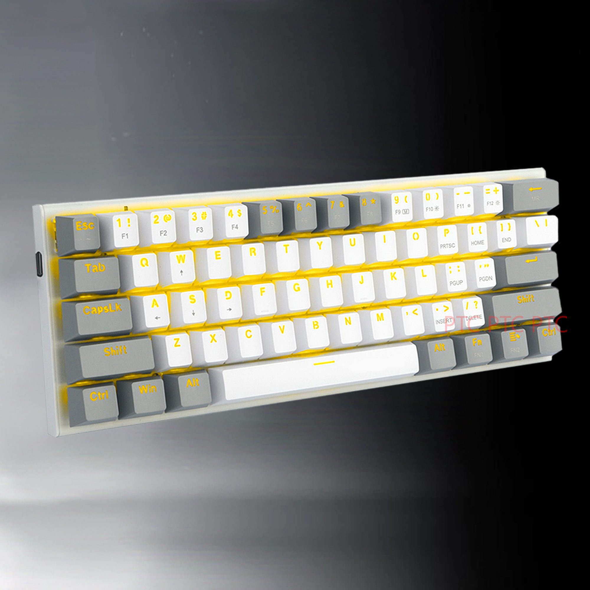 60% Compact 61 Keys True Mechanical Keyboard, Z11 LED Backlit Wired Keyboard, Hot swappable Blue Switche, Full N-Key Rollover Anti-Ghosting, White Grey - Image 2