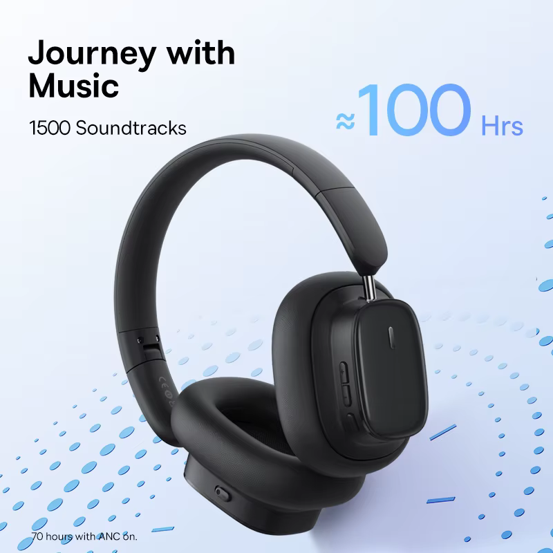 Baseus Bowie H1i Wireless Headphone Bluetooth 5.3 38db ANC Noise Cancellation Hi-Res 3D Spatial Audio Over the Ear Headsets 100H - Image 6