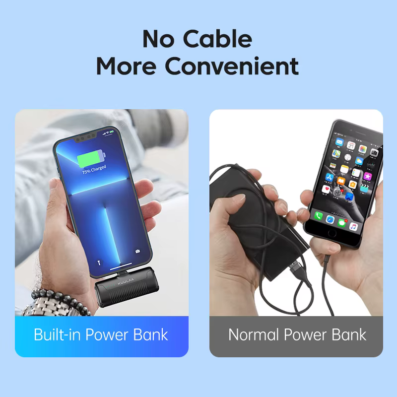 KUULAA Mini Power Bank 4500mAh – Portable Charger for iPhone 15/14/13/12 Pro Max & Samsung/Xiaomi – External Battery PowerBank - Image 2