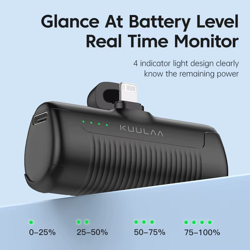 KUULAA Mini Power Bank 4500mAh – Portable Charger for iPhone 15/14/13/12 Pro Max & Samsung/Xiaomi – External Battery PowerBank - Image 5