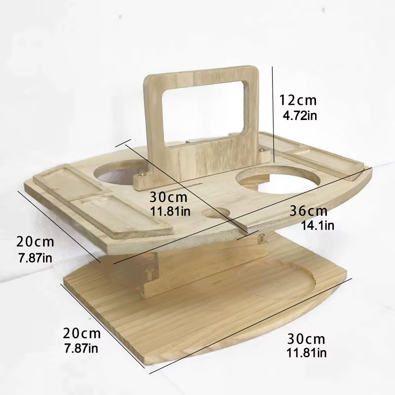Portable Wooden Picnic and Wine Table - Image 4