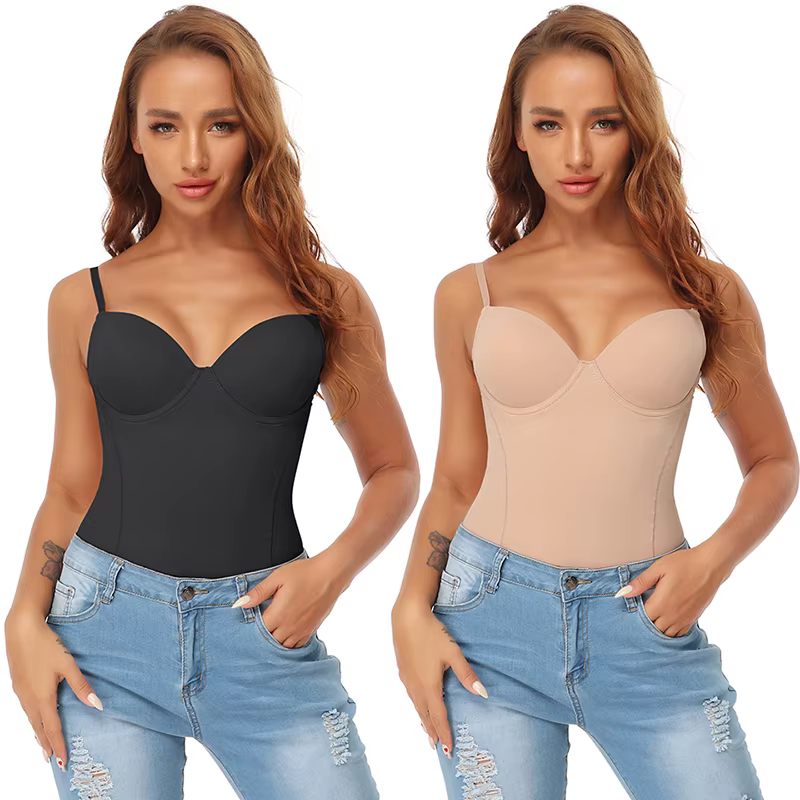 Women Slimming Bodysuits One-piece Shapewear Tops Tummy Control Body Shaper Seamless Camisole Jumpsuit with Built-in Bra - Image 5