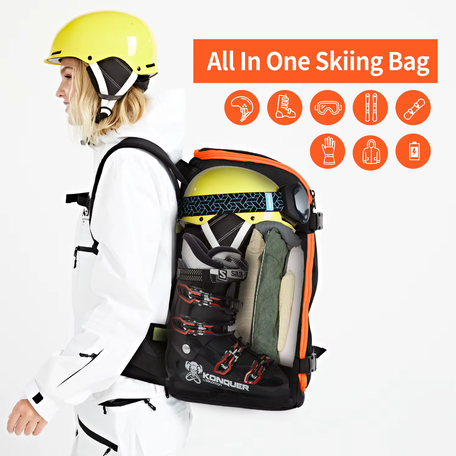 Ski Snowboard Backpack – USB Port 50L - Image 2