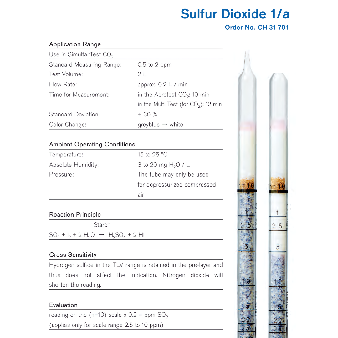 Draeger Tube Sulfur Dioxide 1/a CH31701 - Image 3